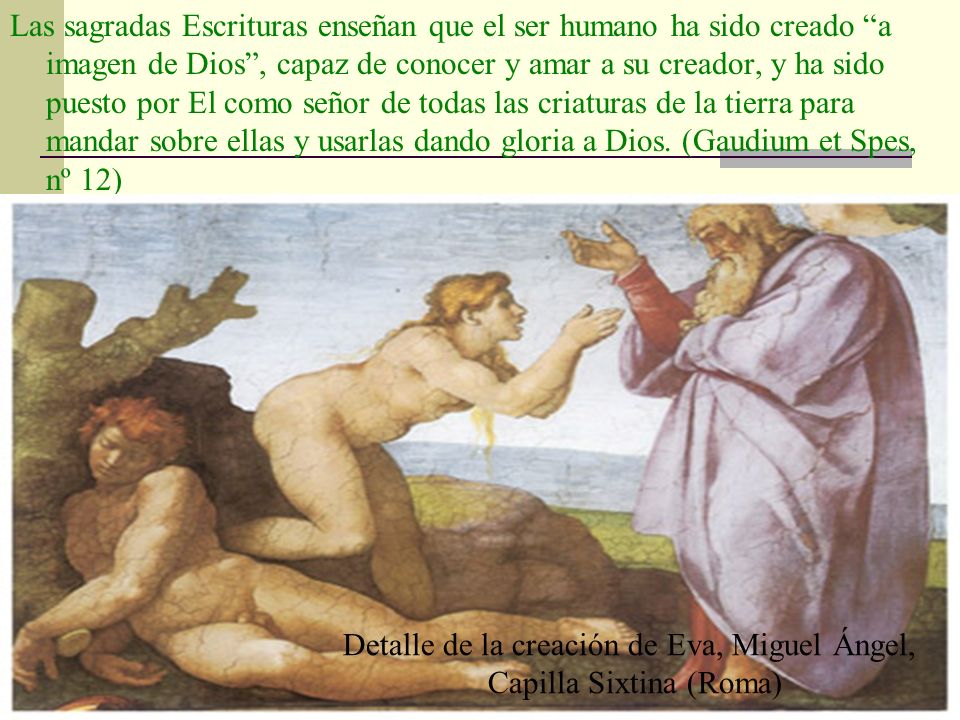 Detalle de la creación de Eva, Miguel Ángel, Capilla Sixtina (Roma)