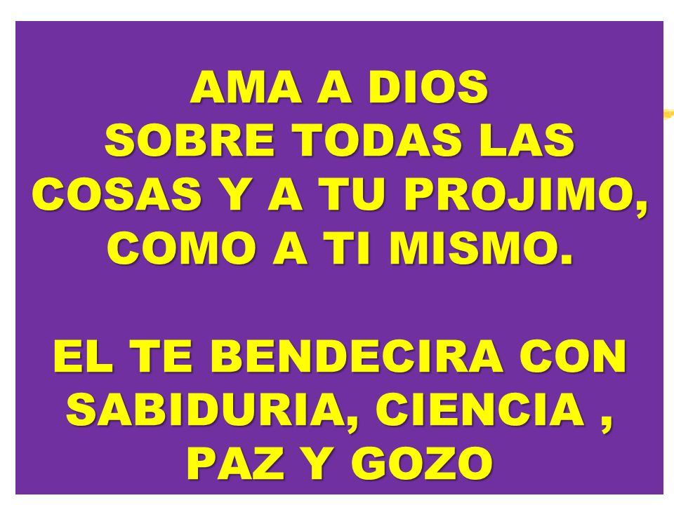 AMA A DIOS SOBRE TODAS LAS COSAS Y A TU PROJIMO, COMO A TI MISMO