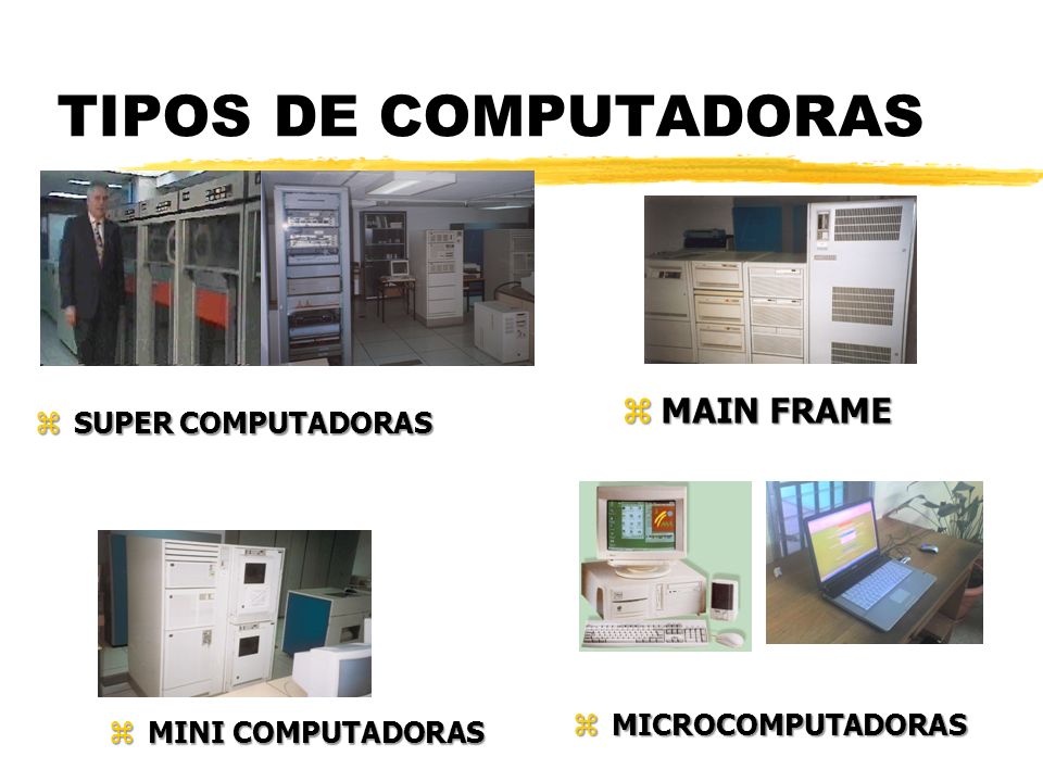 TIPOS DE COMPUTADORAS MAIN FRAME SUPER COMPUTADORAS MICROCOMPUTADORAS