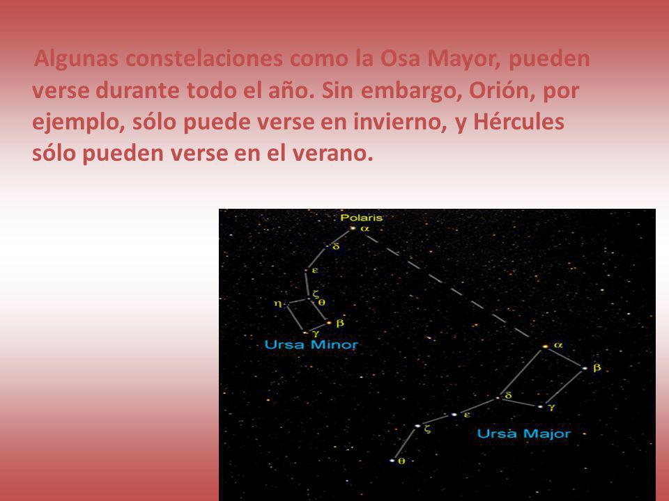 Algunas constelaciones como la Osa Mayor, pueden verse durante todo el año.