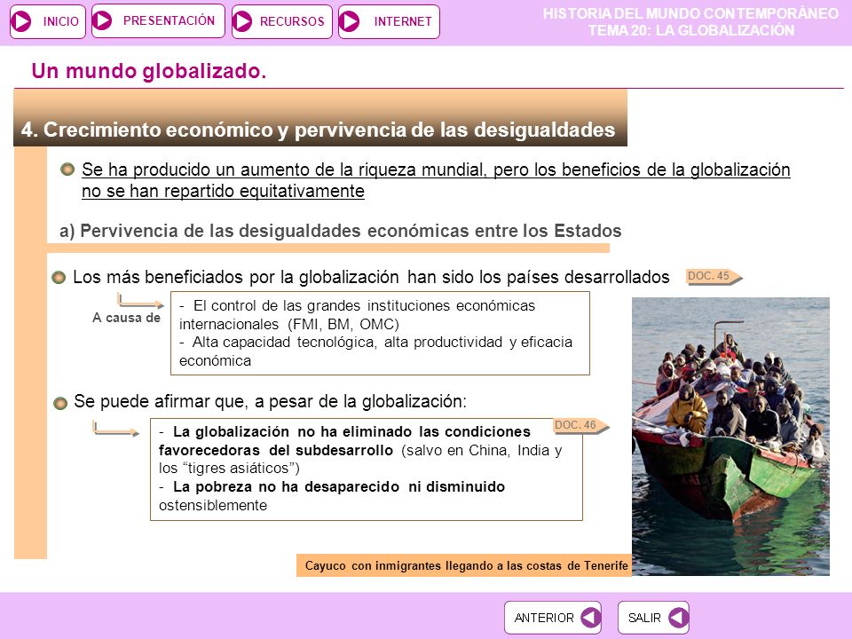 Un mundo globalizado. 4. Crecimiento económico y pervivencia de las desigualdades.
