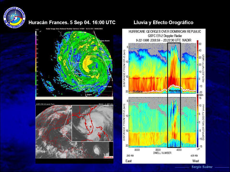 Huracán Frances. 5 Sep :00 UTC Lluvia y Efecto Orográfico