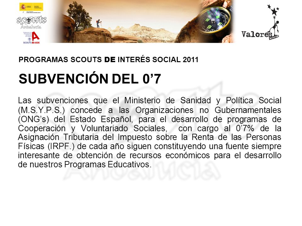 PROGRAMAS SCOUTS DE INTERÉS SOCIAL 2011