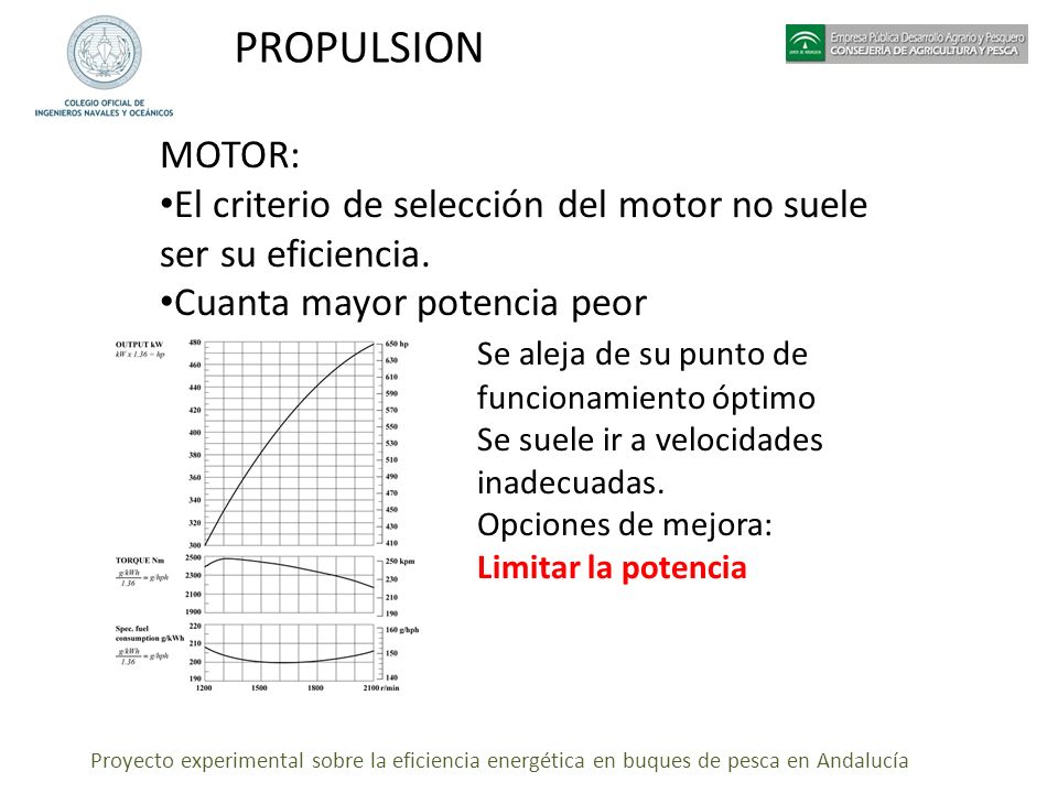 PROPULSION MOTOR: El criterio de selección del motor no suele ser su eficiencia. Cuanta mayor potencia peor.