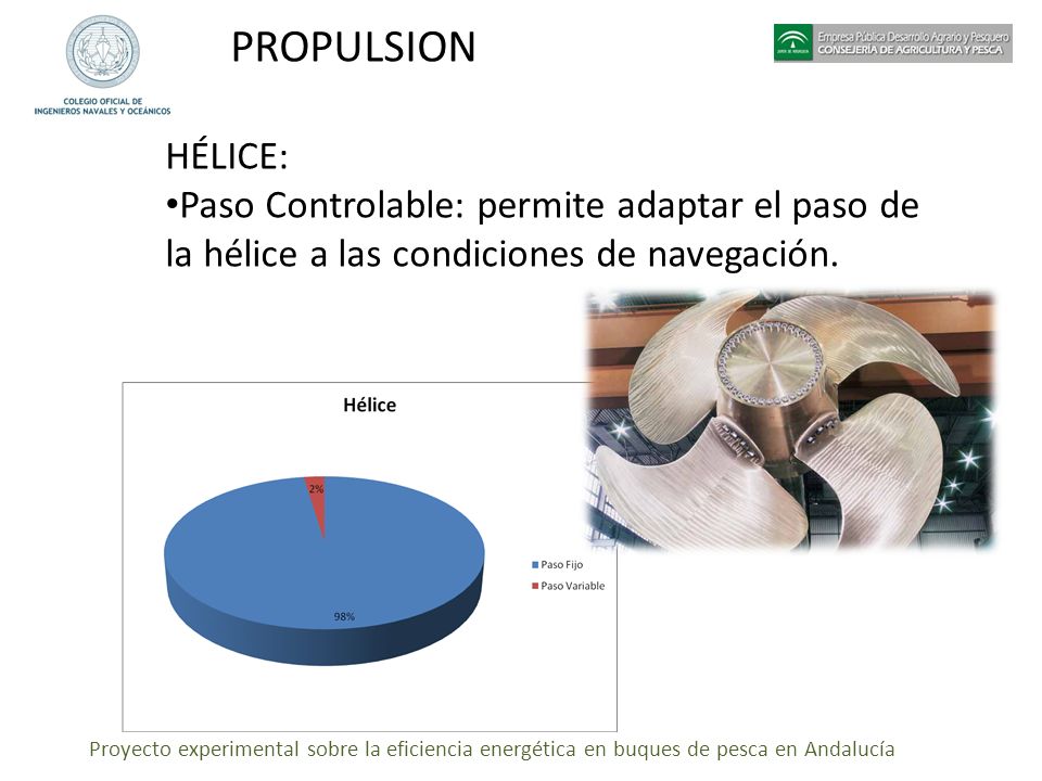 PROPULSION HÉLICE: Paso Controlable: permite adaptar el paso de la hélice a las condiciones de navegación.