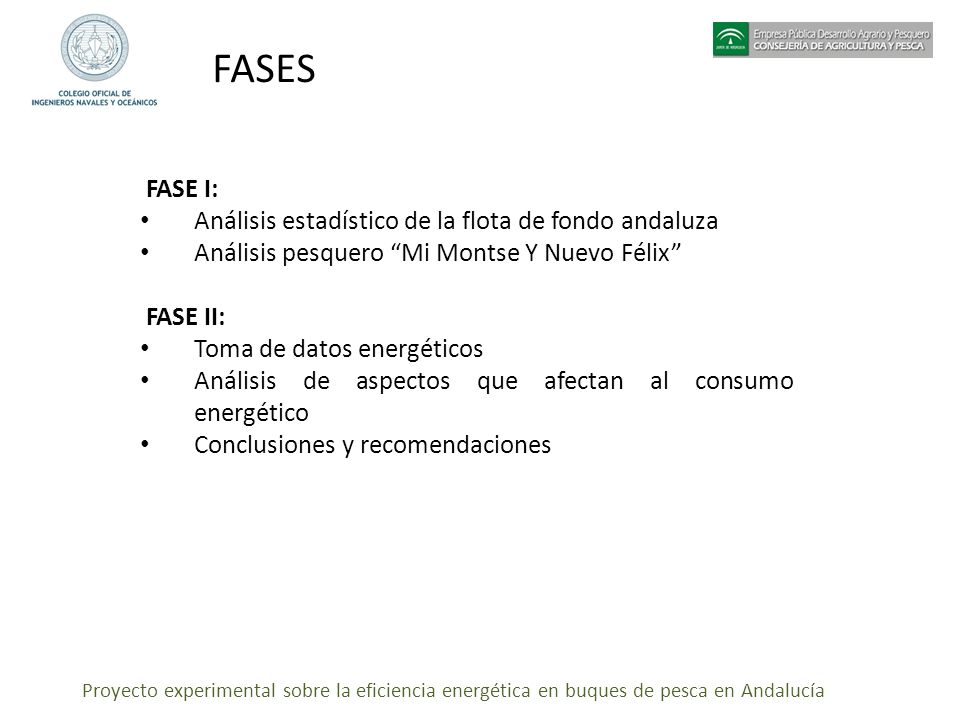 FASES FASE I: Análisis estadístico de la flota de fondo andaluza