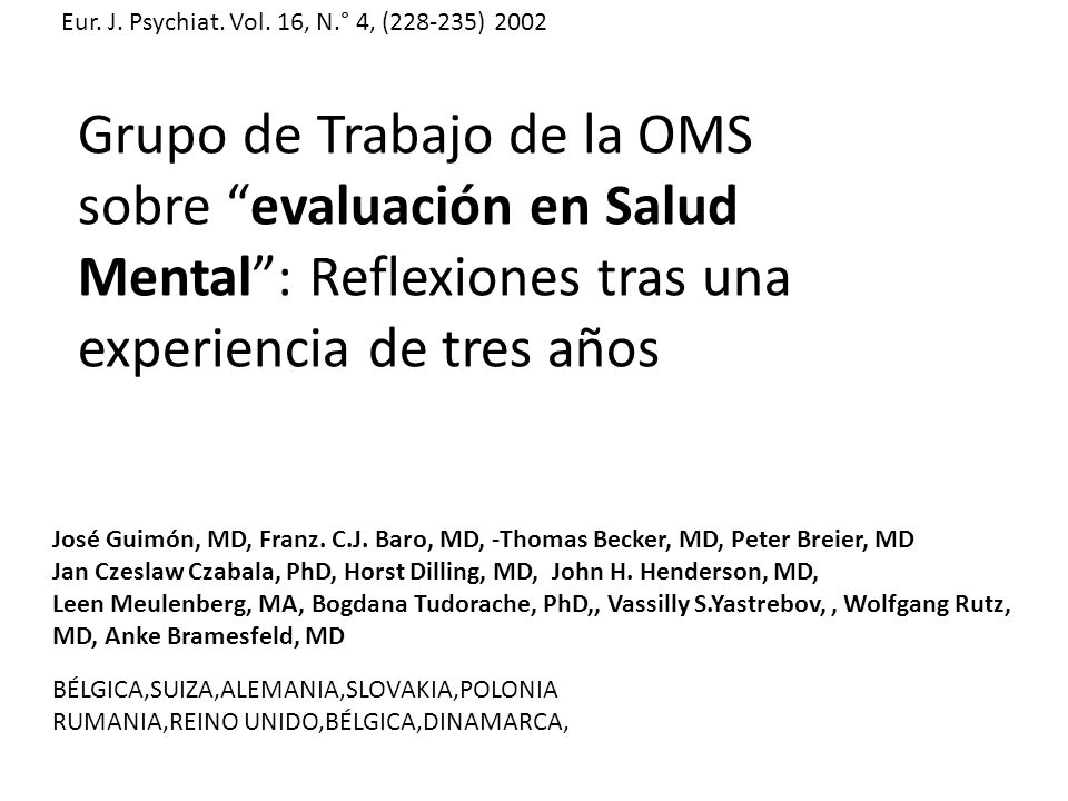 Eur. J. Psychiat. Vol. 16, N.° 4, ( ) 2002