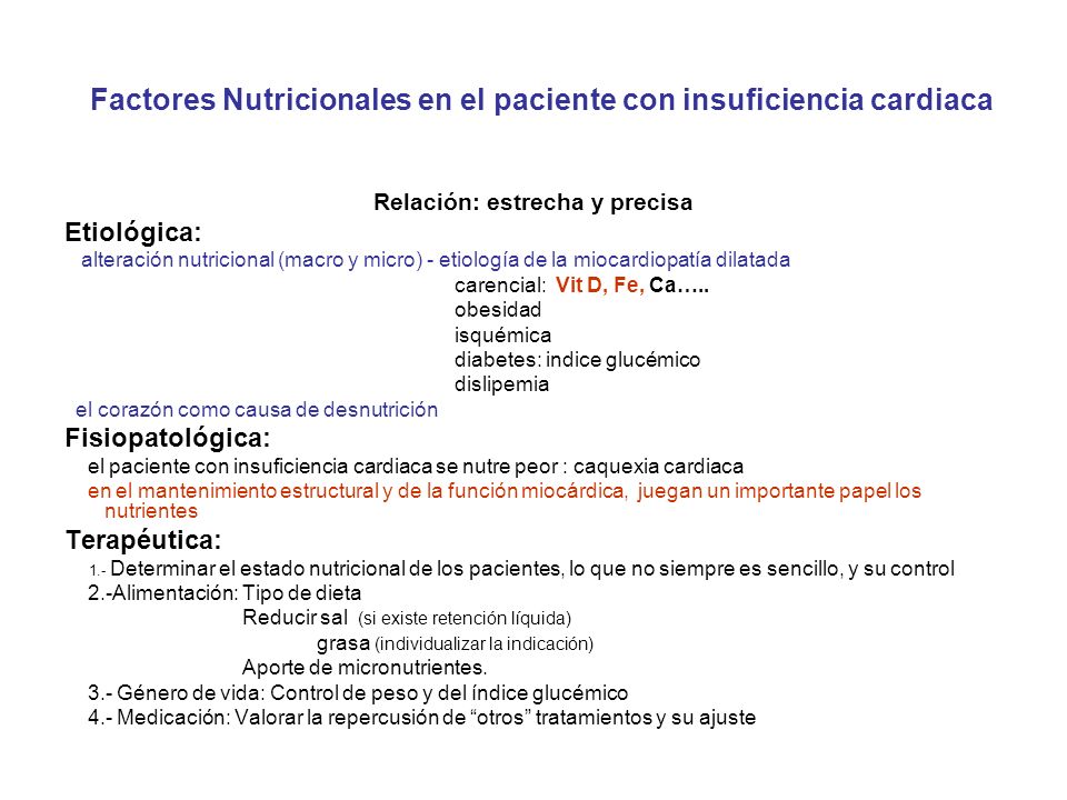 Factores Nutricionales en el paciente con insuficiencia cardiaca