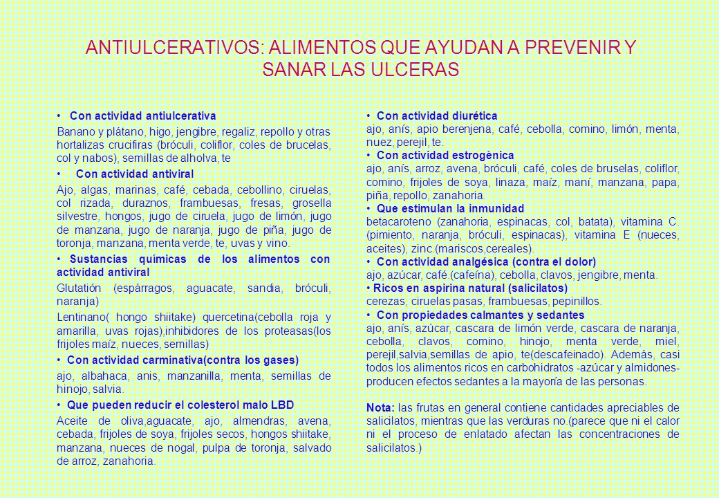 ANTIULCERATIVOS: ALIMENTOS QUE AYUDAN A PREVENIR Y SANAR LAS ULCERAS