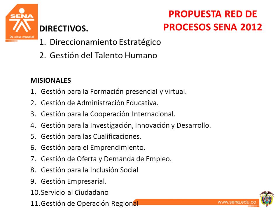 PROPUESTA RED DE PROCESOS SENA 2012