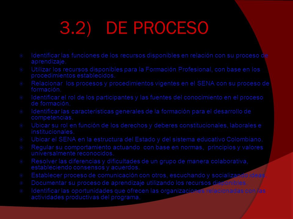 3.2) DE PROCESO Identificar las funciones de los recursos disponibles en relación con su proceso de aprendizaje.