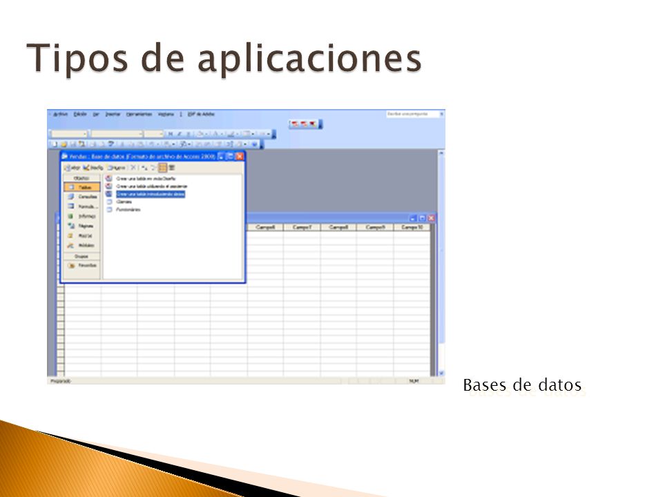 Tipos de aplicaciones Bases de datos