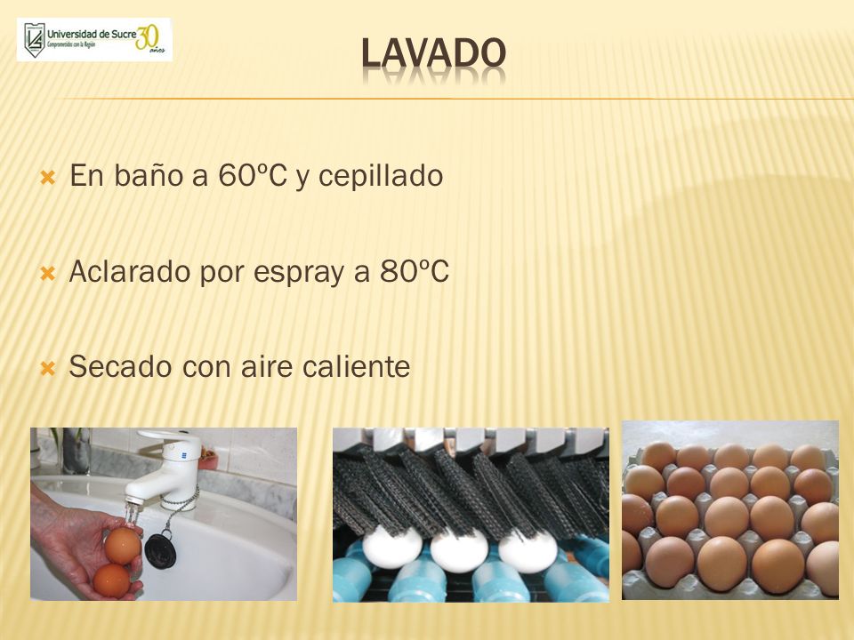 Lavado En baño a 60ºC y cepillado Aclarado por espray a 80ºC