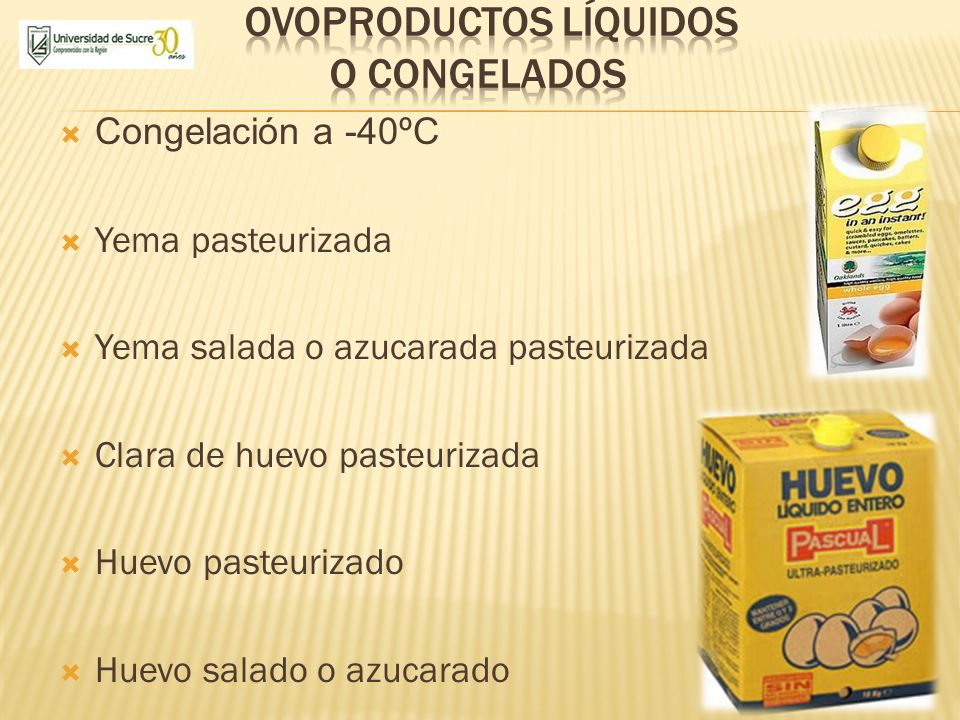 Ovoproductos líquidos o congelados
