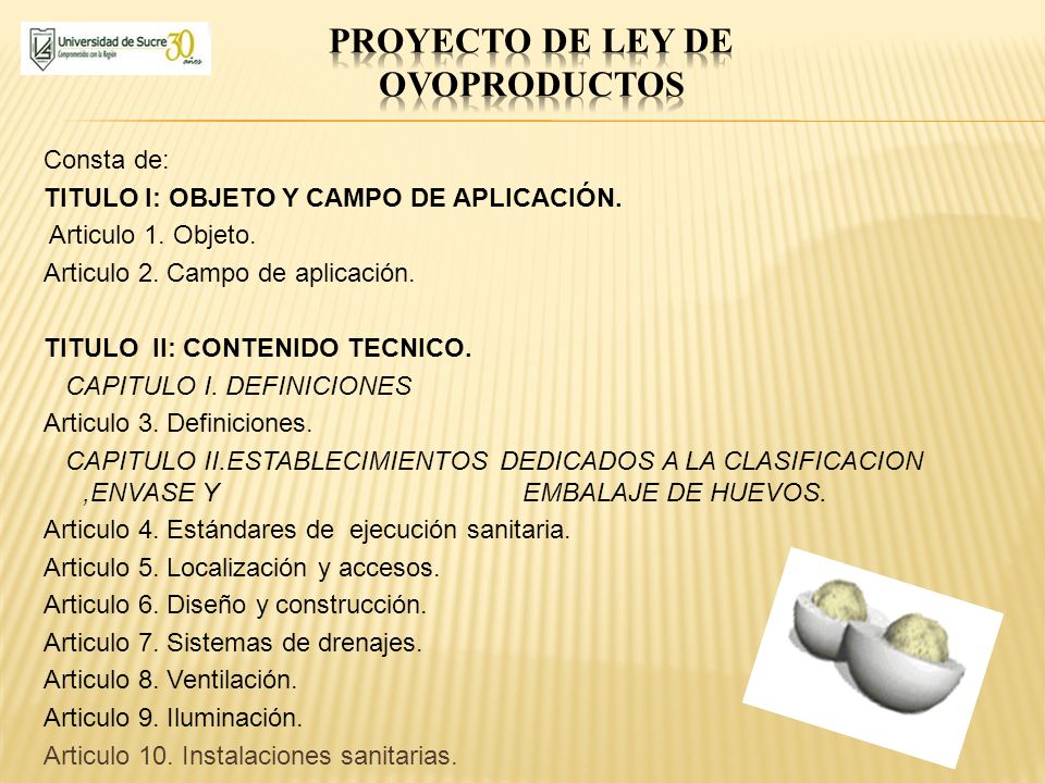 Proyecto de ley de ovoproductos