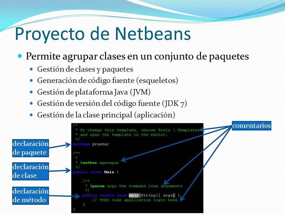 Proyecto de Netbeans Permite agrupar clases en un conjunto de paquetes