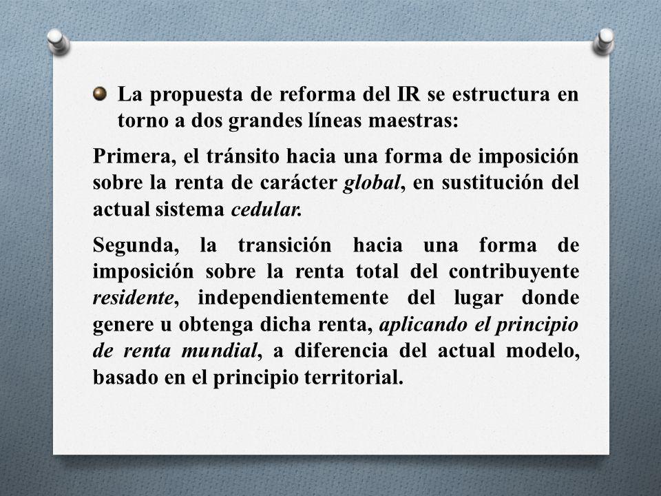 La propuesta de reforma del IR se estructura en torno a dos grandes líneas maestras: