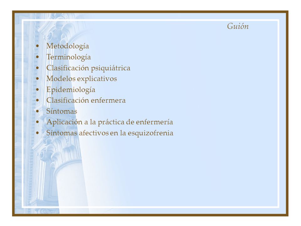 Guión Metodología Terminología Clasificación psiquiátrica