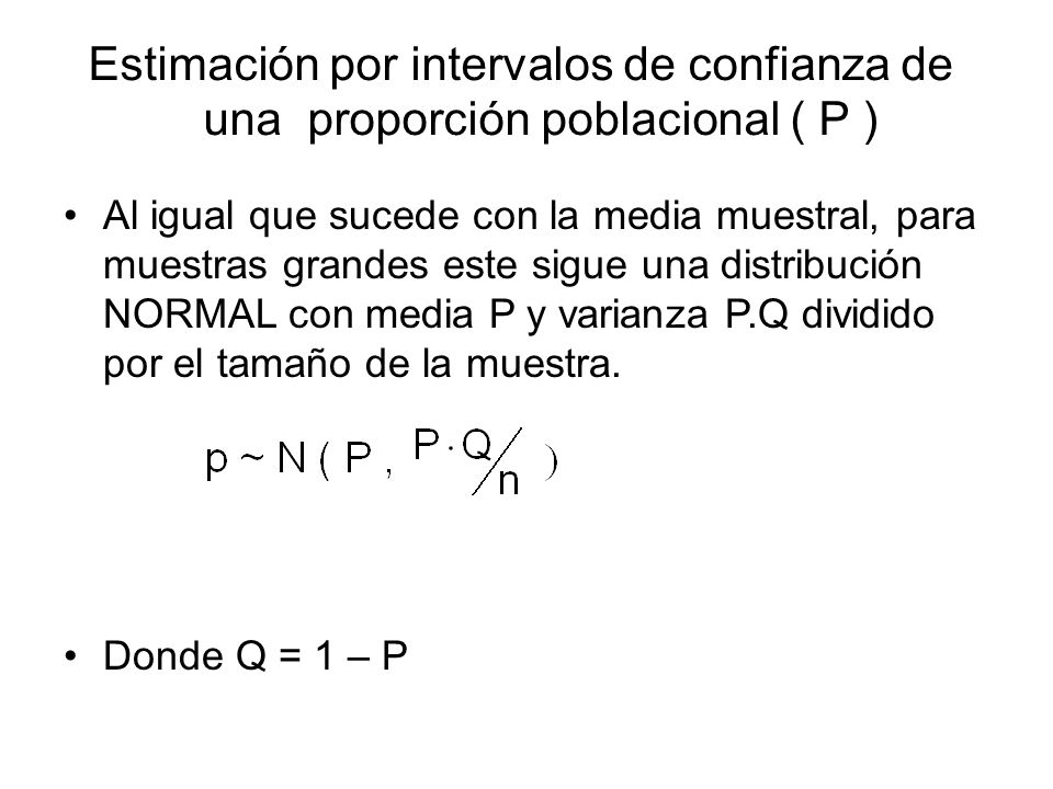 Estimación por intervalos de confianza de una proporción poblacional ( P )