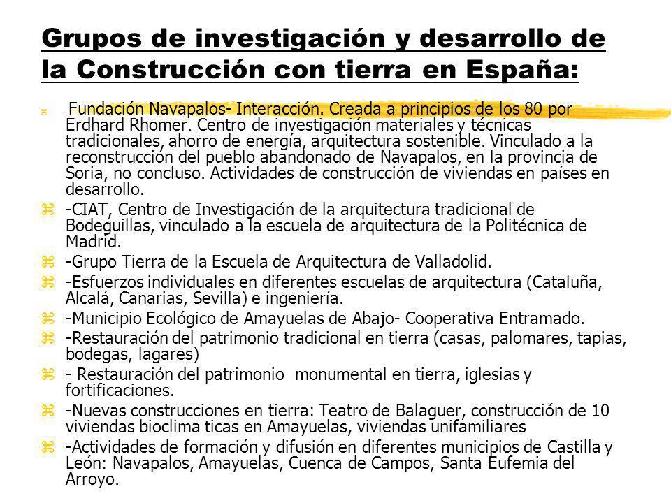 Grupos de investigación y desarrollo de la Construcción con tierra en España: