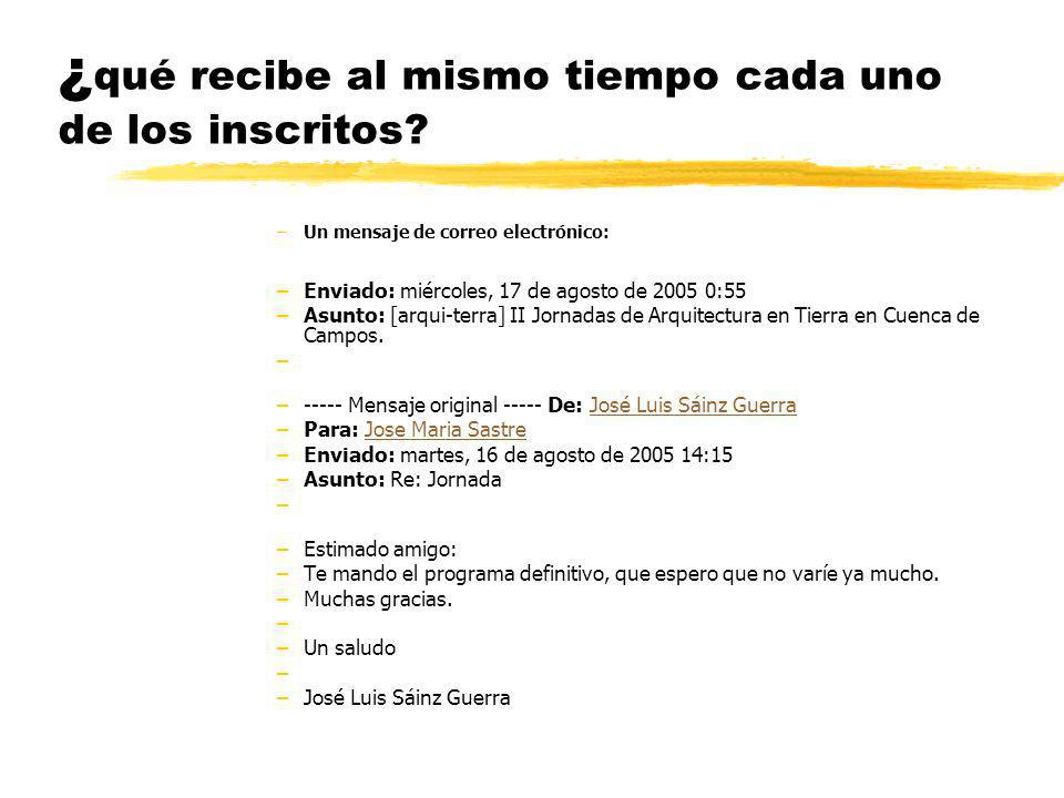¿qué recibe al mismo tiempo cada uno de los inscritos