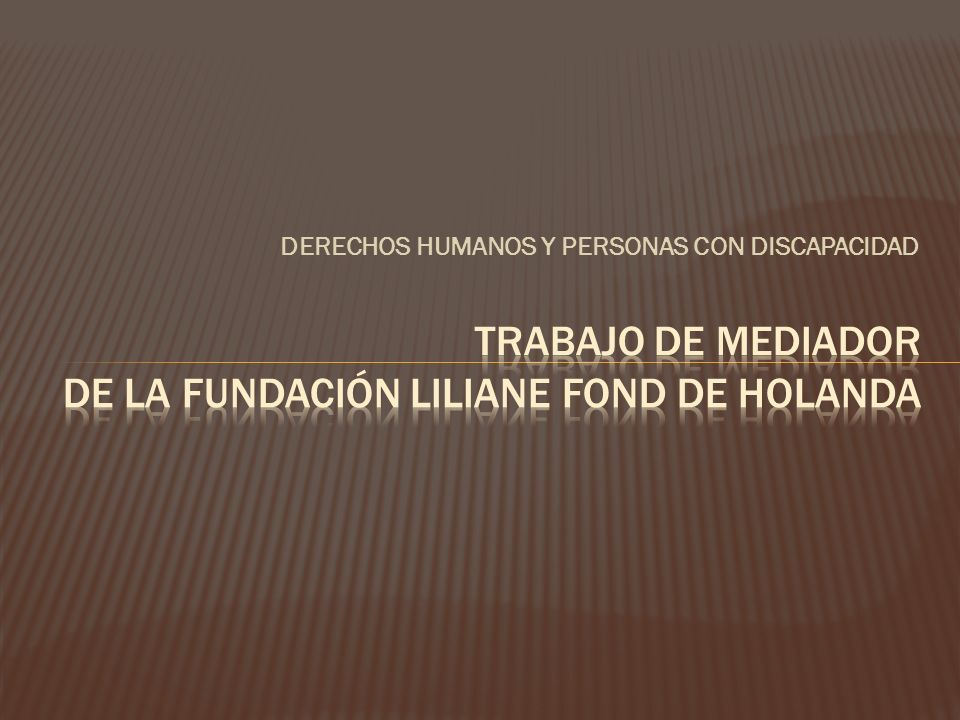 Trabajo de mediador DE la FUNDACIÓN LILIANE FOND DE HOLANDA