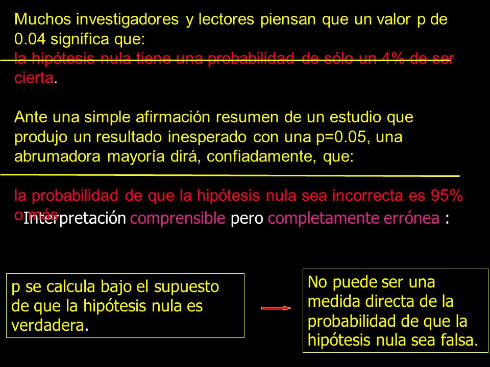 Muchos investigadores y lectores piensan que un valor p de 0