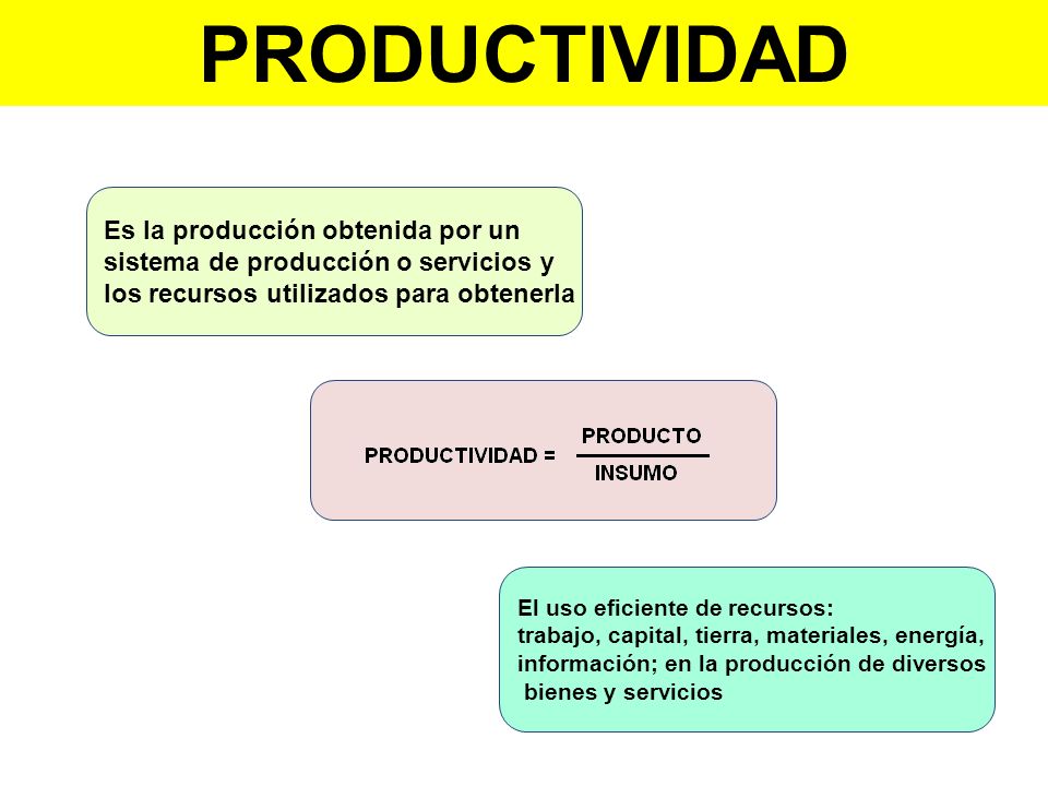 PRODUCTIVIDAD Es la producción obtenida por un