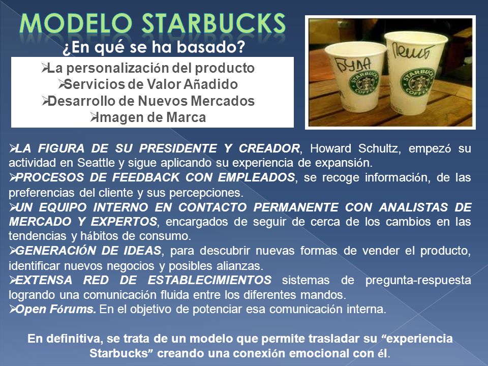MODELO STARBUCKS ¿En qué se ha basado La personalización del producto