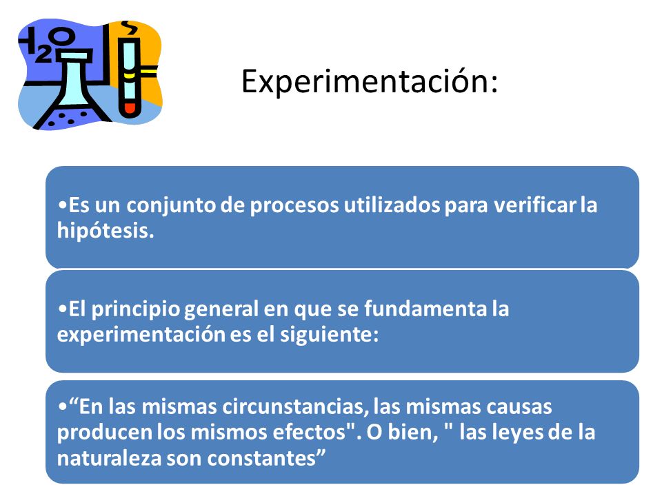 Experimentación: Es un conjunto de procesos utilizados para verificar la hipótesis.