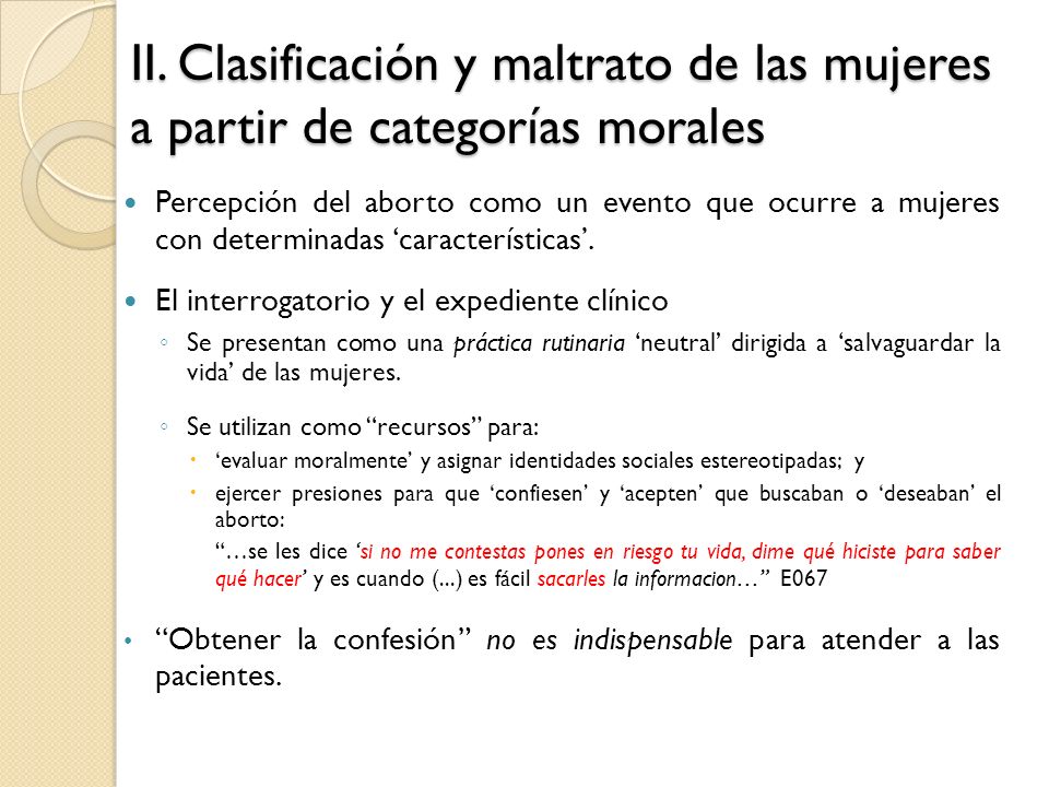 II. Clasificación y maltrato de las mujeres a partir de categorías morales