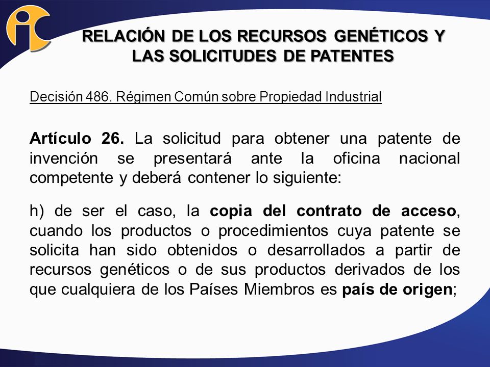 RELACIÓN DE LOS RECURSOS GENÉTICOS Y LAS SOLICITUDES DE PATENTES