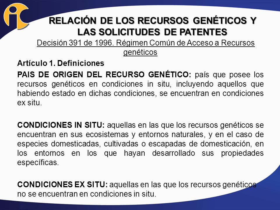RELACIÓN DE LOS RECURSOS GENÉTICOS Y LAS SOLICITUDES DE PATENTES