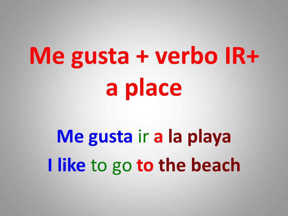 Me gusta + verbo IR+ a place