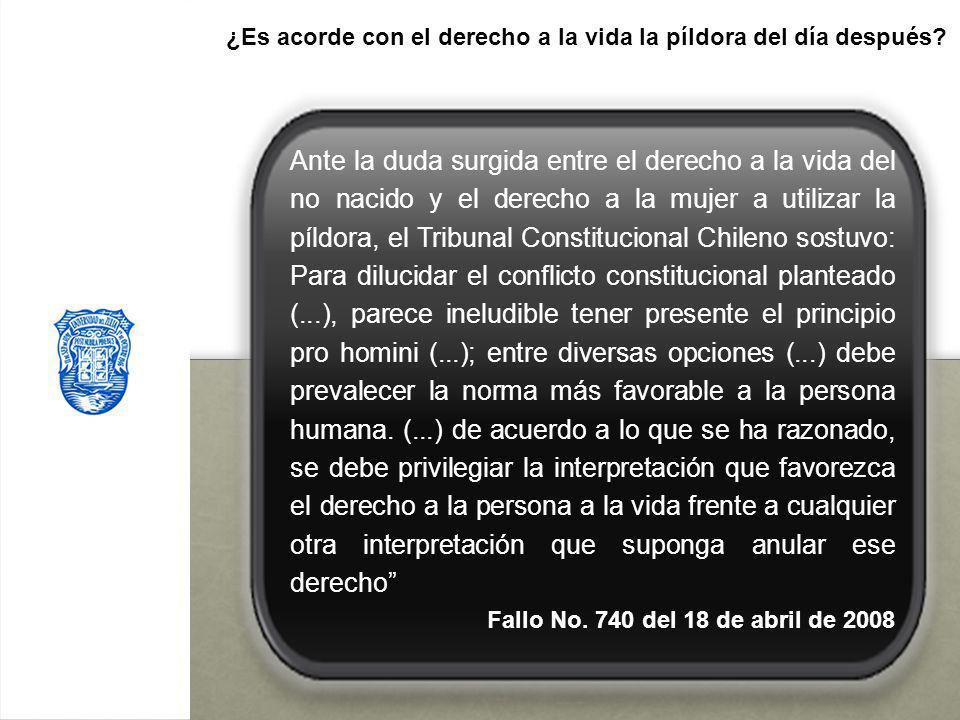 ¿Es acorde con el derecho a la vida la píldora del día después