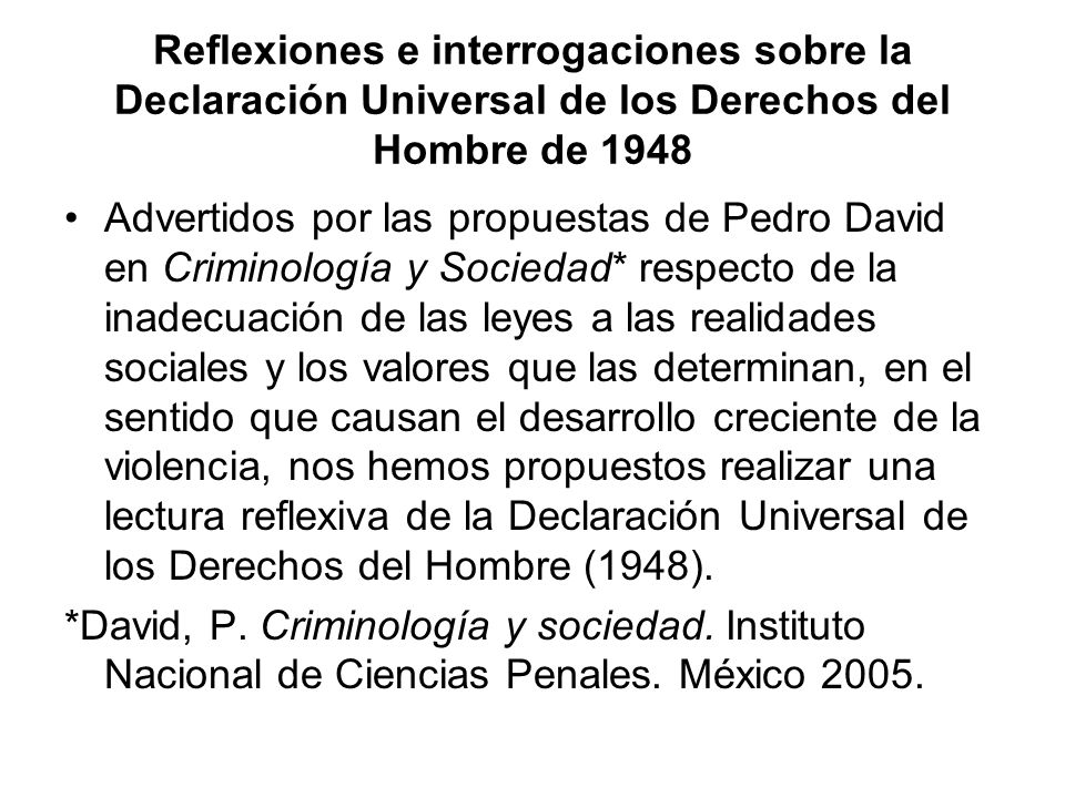 Reflexiones e interrogaciones sobre la Declaración Universal de los Derechos del Hombre de 1948