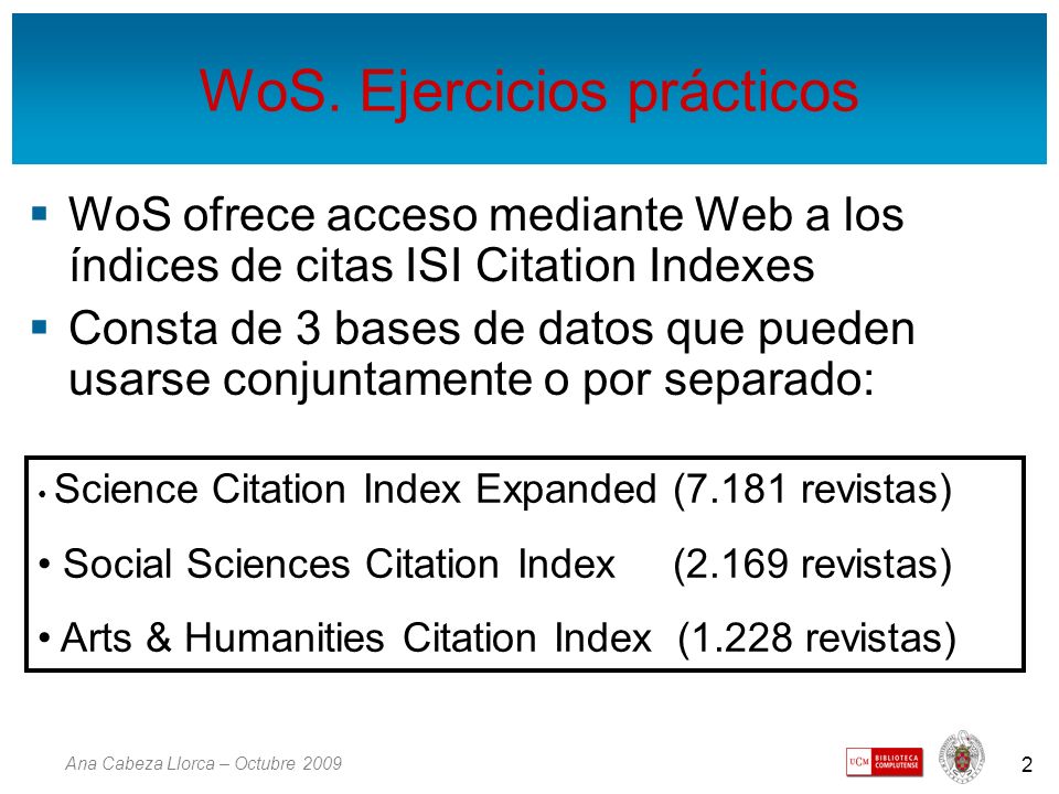 WoS. Ejercicios prácticos