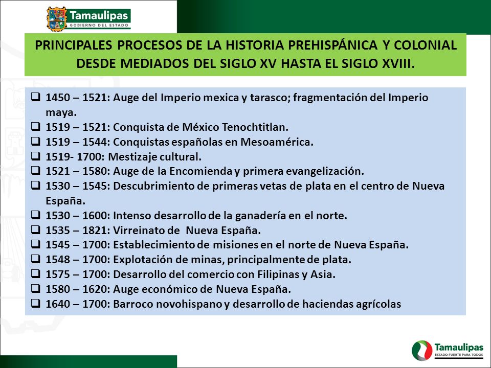 PRINCIPALES PROCESOS DE LA HISTORIA PREHISPÁNICA Y COLONIAL DESDE MEDIADOS DEL SIGLO XV HASTA EL SIGLO XVIII.