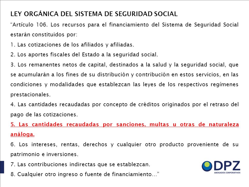 LEY ORGÁNICA DEL SISTEMA DE SEGURIDAD SOCIAL