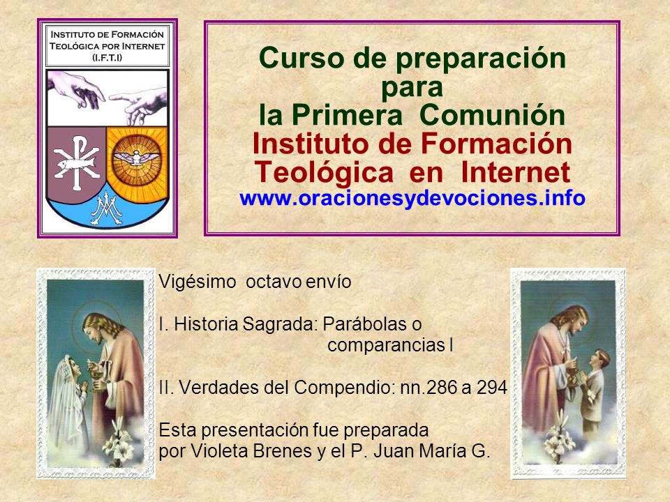 Curso de preparación para la Primera Comunión Instituto de Formación Teológica en Internet