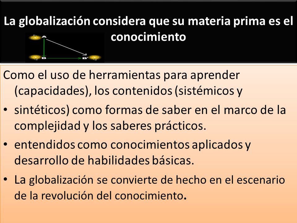 La globalización considera que su materia prima es el conocimiento