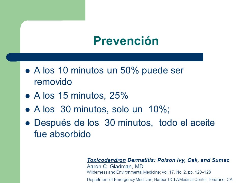 Prevención A los 10 minutos un 50% puede ser removido