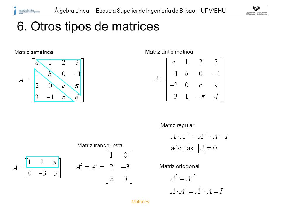 6. Otros tipos de matrices
