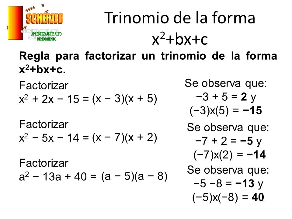 Trinomio de la forma x2+bx+c
