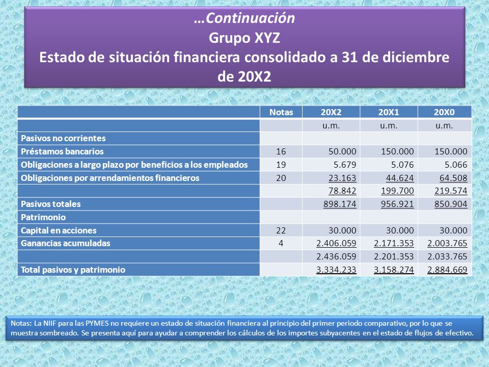…Continuación Grupo XYZ Estado de situación financiera consolidado a 31 de diciembre de 20X2