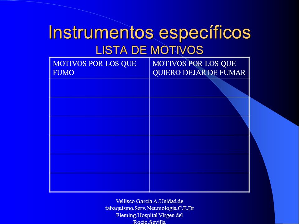 Instrumentos específicos LISTA DE MOTIVOS