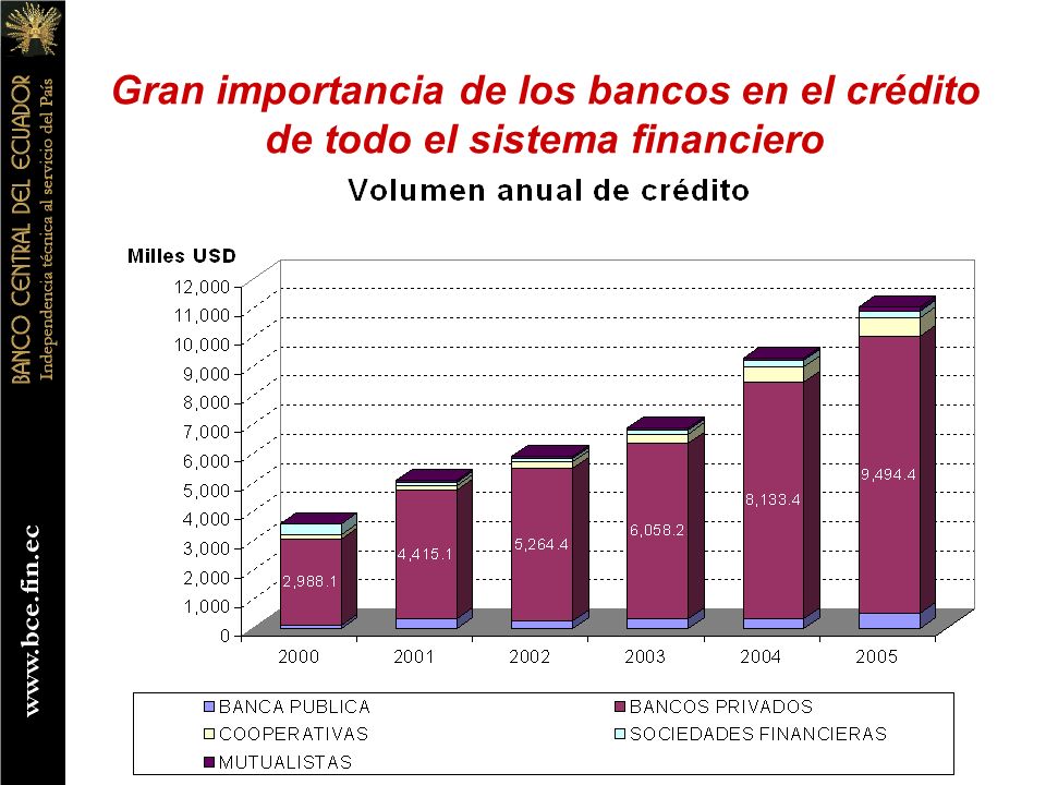 Gran importancia de los bancos en el crédito de todo el sistema financiero