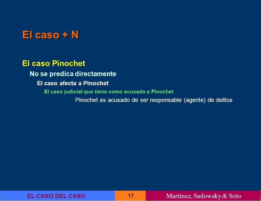 El caso + N El caso Pinochet No se predica directamente