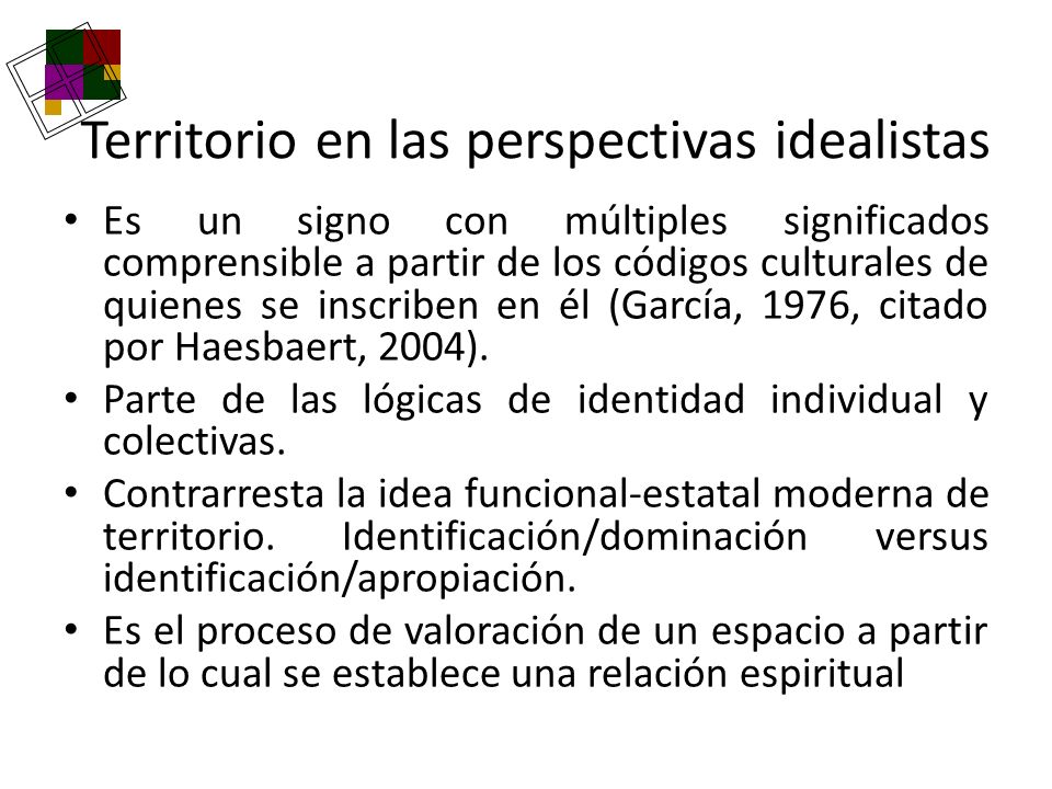 Territorio en las perspectivas idealistas