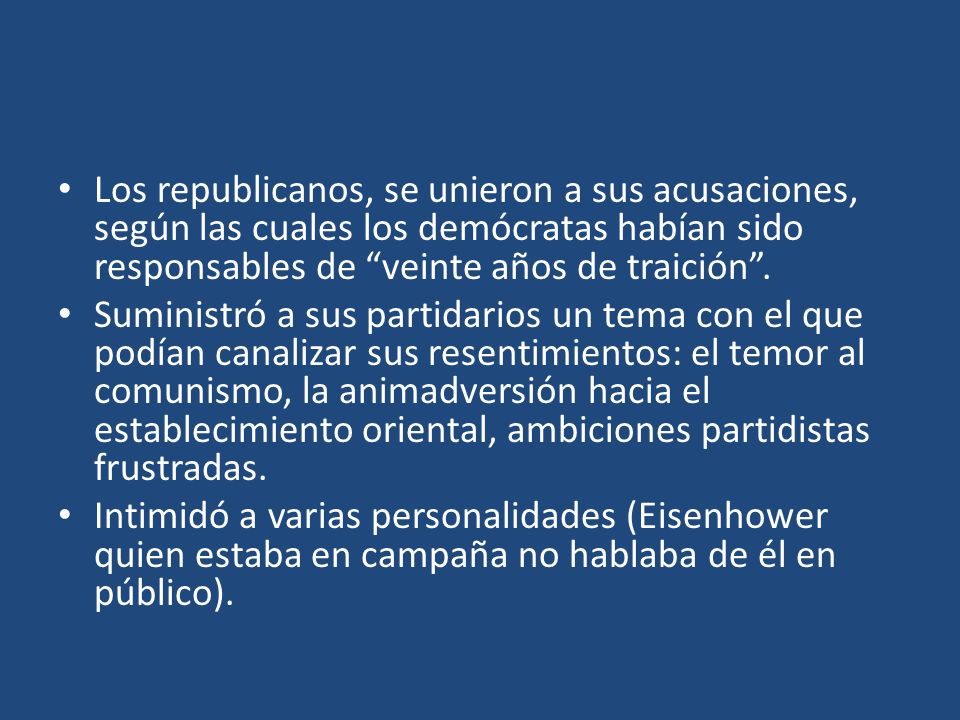 Los republicanos, se unieron a sus acusaciones, según las cuales los demócratas habían sido responsables de veinte años de traición .
